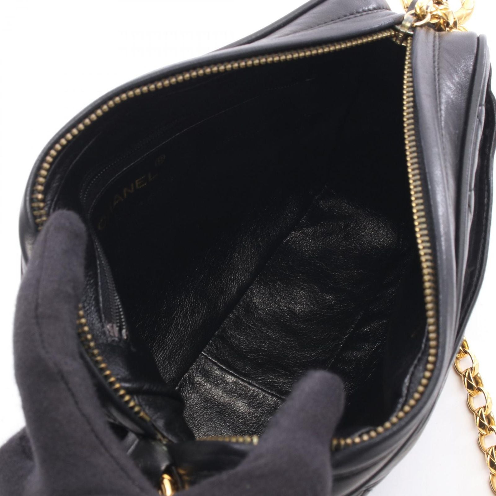 Chanel Shoulder Bag Quilted Tassel Black Lambskin Fringe Chain — view 3