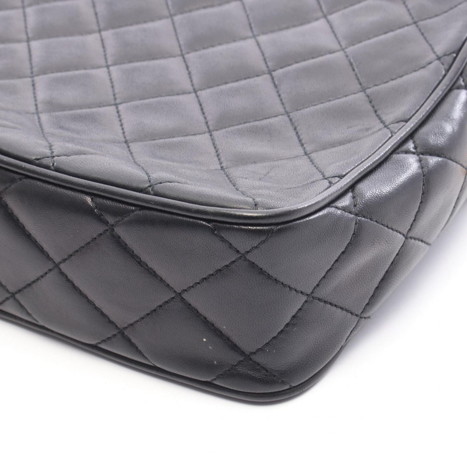 Chanel Shoulder Bag Quilted Tassel Black Lambskin Fringe Chain — view 8