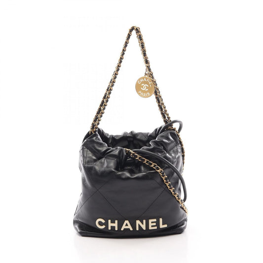 Chanel Shoulder Bag 22 Mini Black Lambskin 22 Quilted Chain