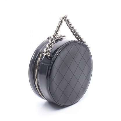 Chanel Handbag CC Logo Round 2-Way Black Patent Leather Chain — view 2