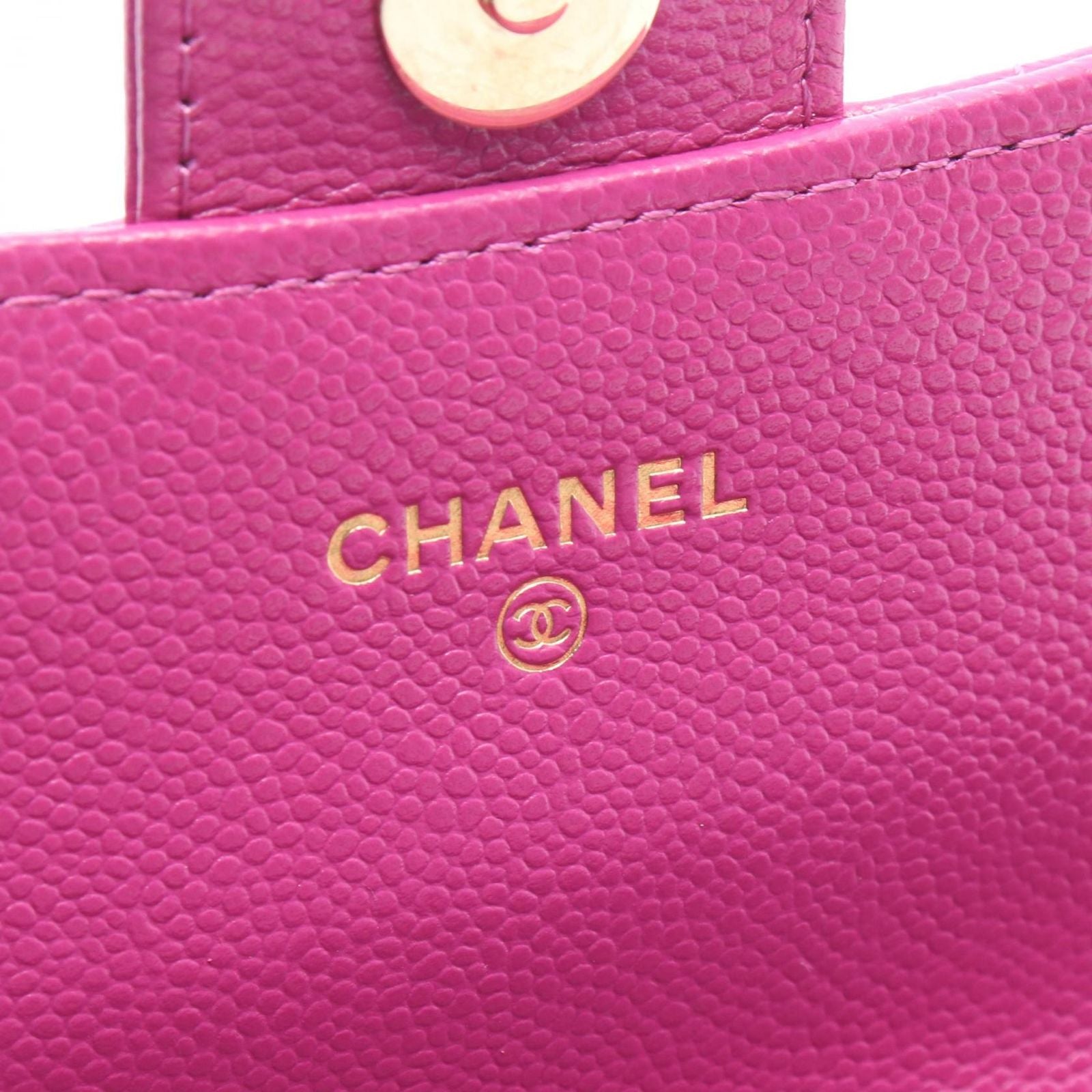 Chanel Shoulder Bag Quilted Chain Phone Case Wallet Pink Purple Caviar Leather — view 5