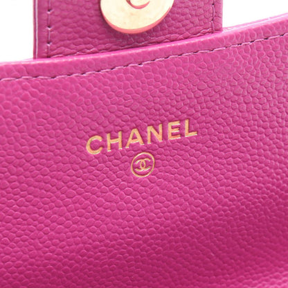 Chanel Shoulder Bag Quilted Chain Phone Case Wallet Pink Purple Caviar Leather — view 5
