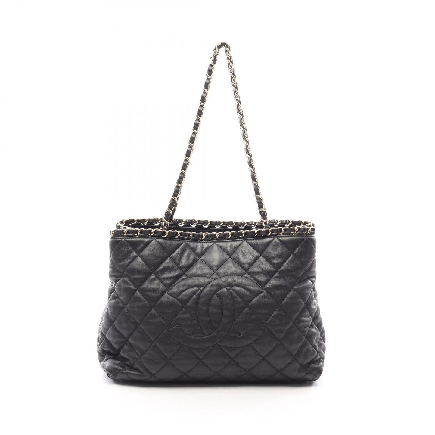Chanel Tote Bag Quilted Black Leather