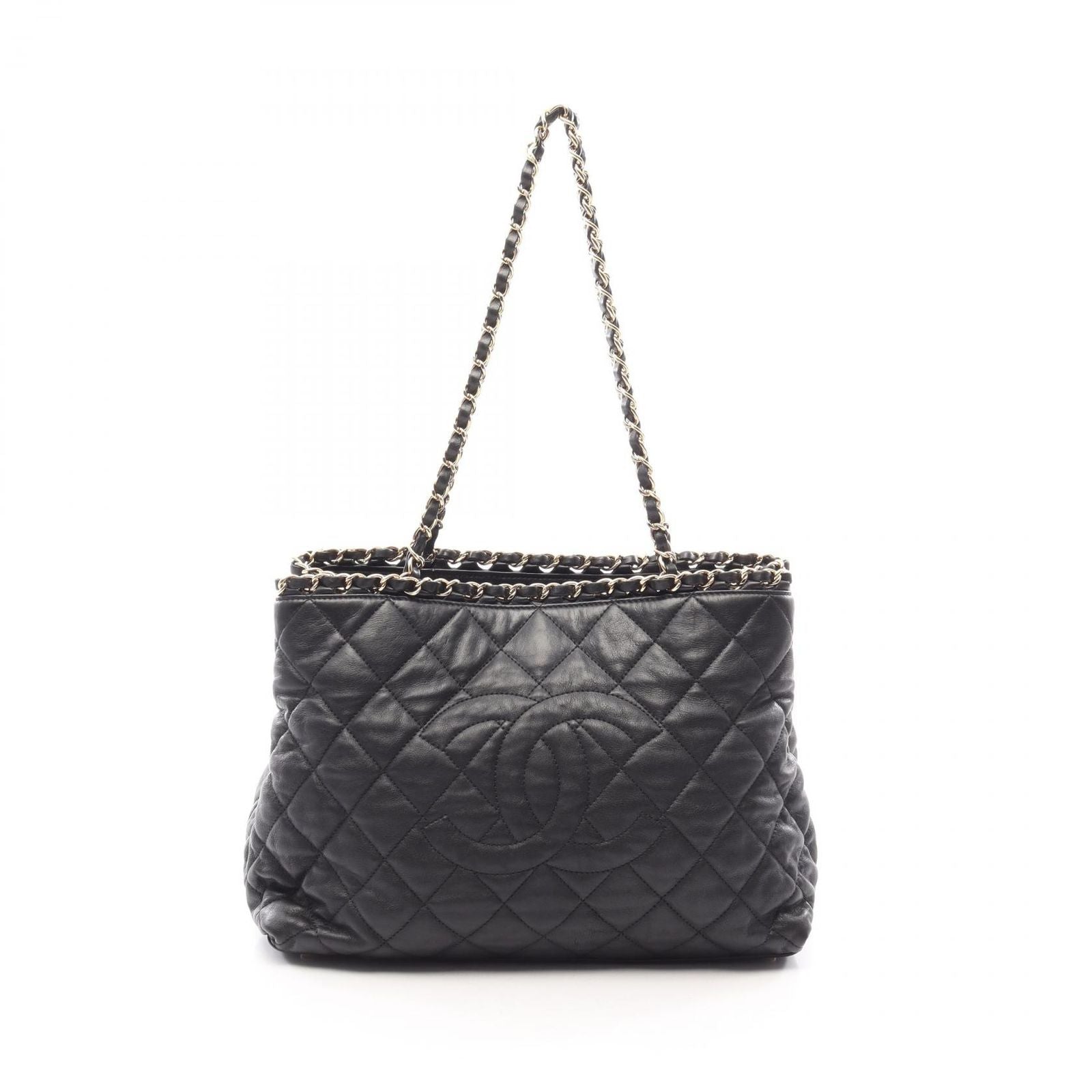 Chanel Tote Bag Quilted Black Leather