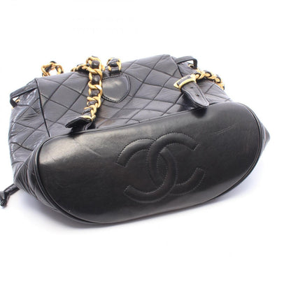 Chanel Backpack Quilted Turnlock Chain Black Lambskin Double — view 6