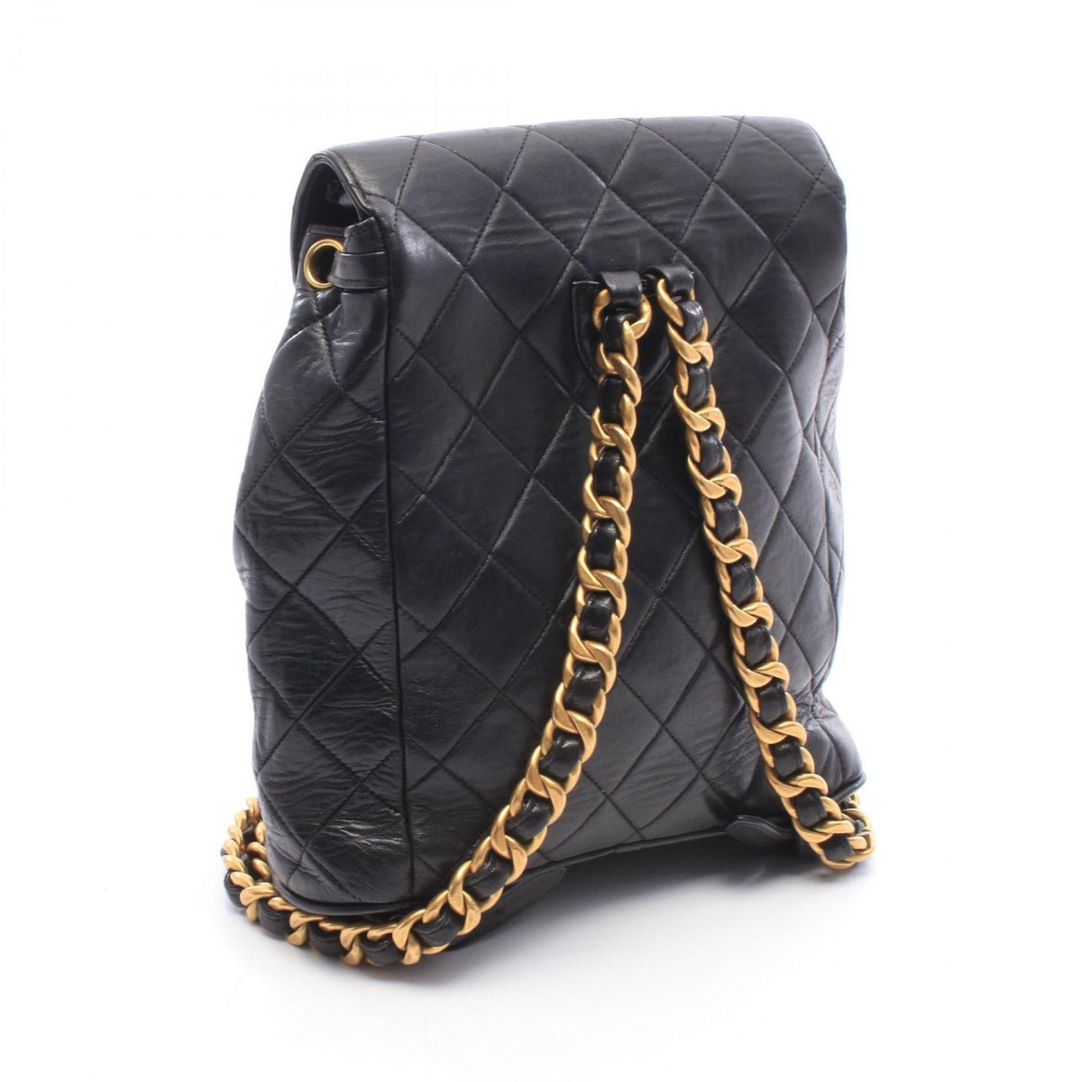 Chanel Backpack Quilted Turnlock Chain Black Lambskin Double — view 2