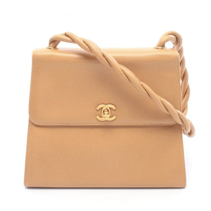 Chanel Shoulder Bag CC Logo Beige Caviar Leather