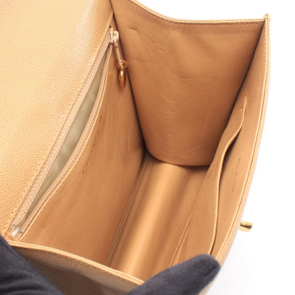 Chanel Shoulder Bag CC Logo Beige Caviar Leather — view 3