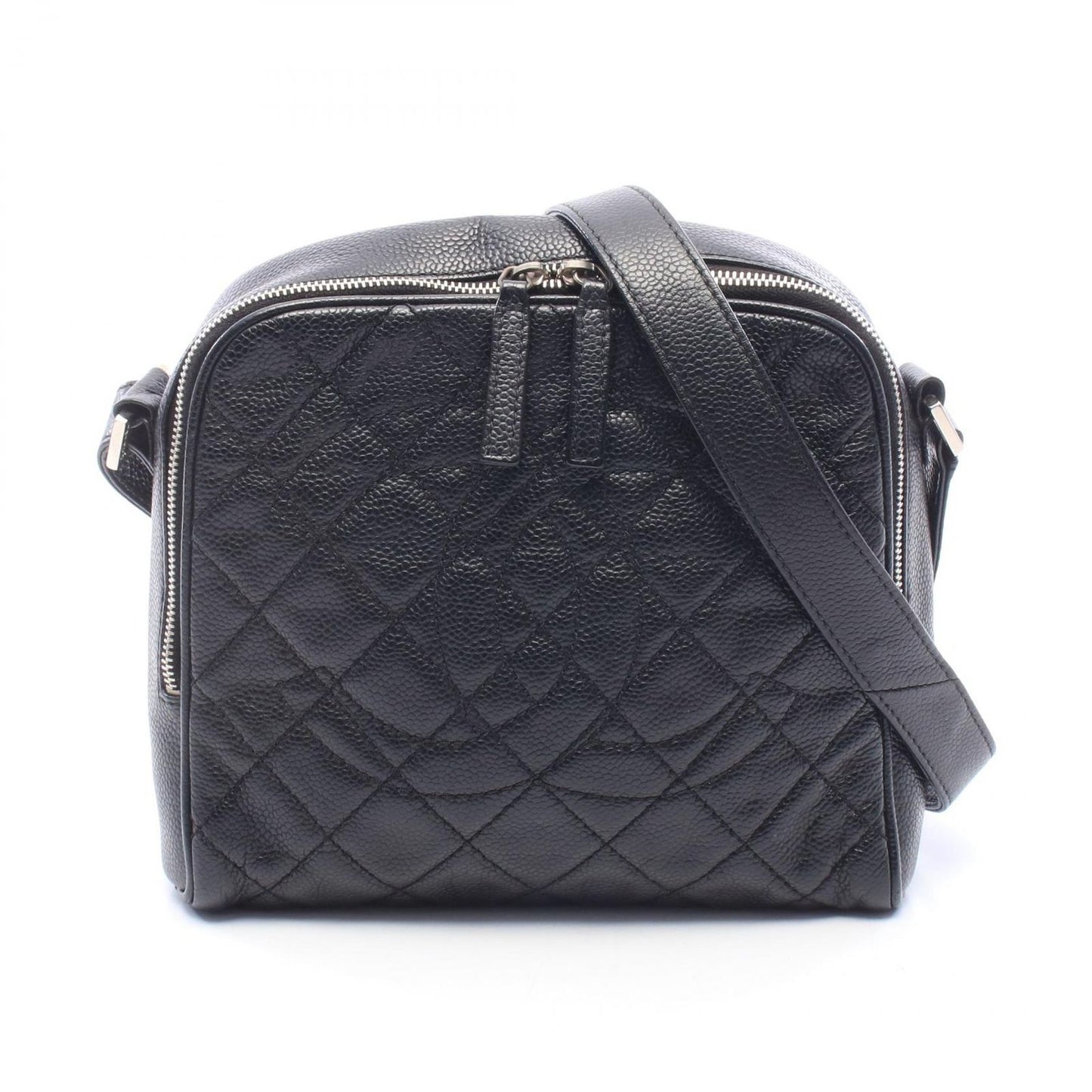 Chanel Shoulder Bag Quilted CC Logo Black Caviar Leather