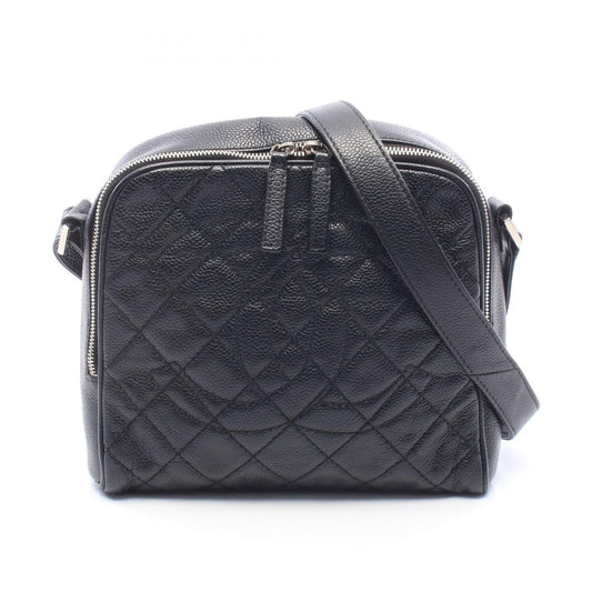 Chanel Shoulder Bag Quilted CC Logo Black Caviar Leather