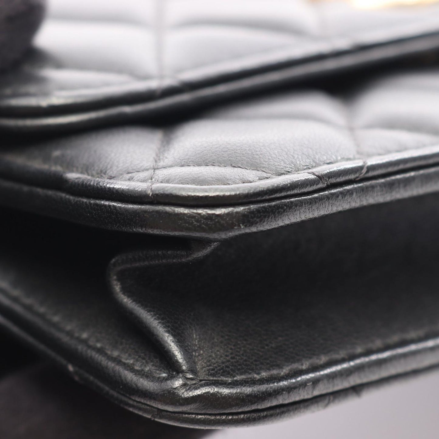 Chanel Shoulder Bag Quilted Black Lambskin Phone Case Chain Wallet — view 7