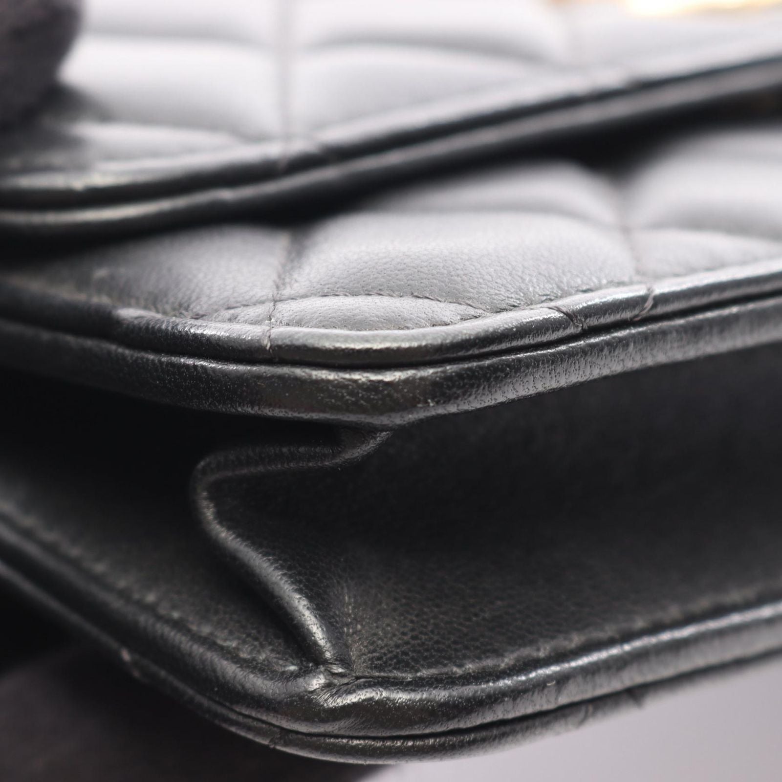 Chanel Shoulder Bag Quilted Black Lambskin Phone Case Chain Wallet — view 7