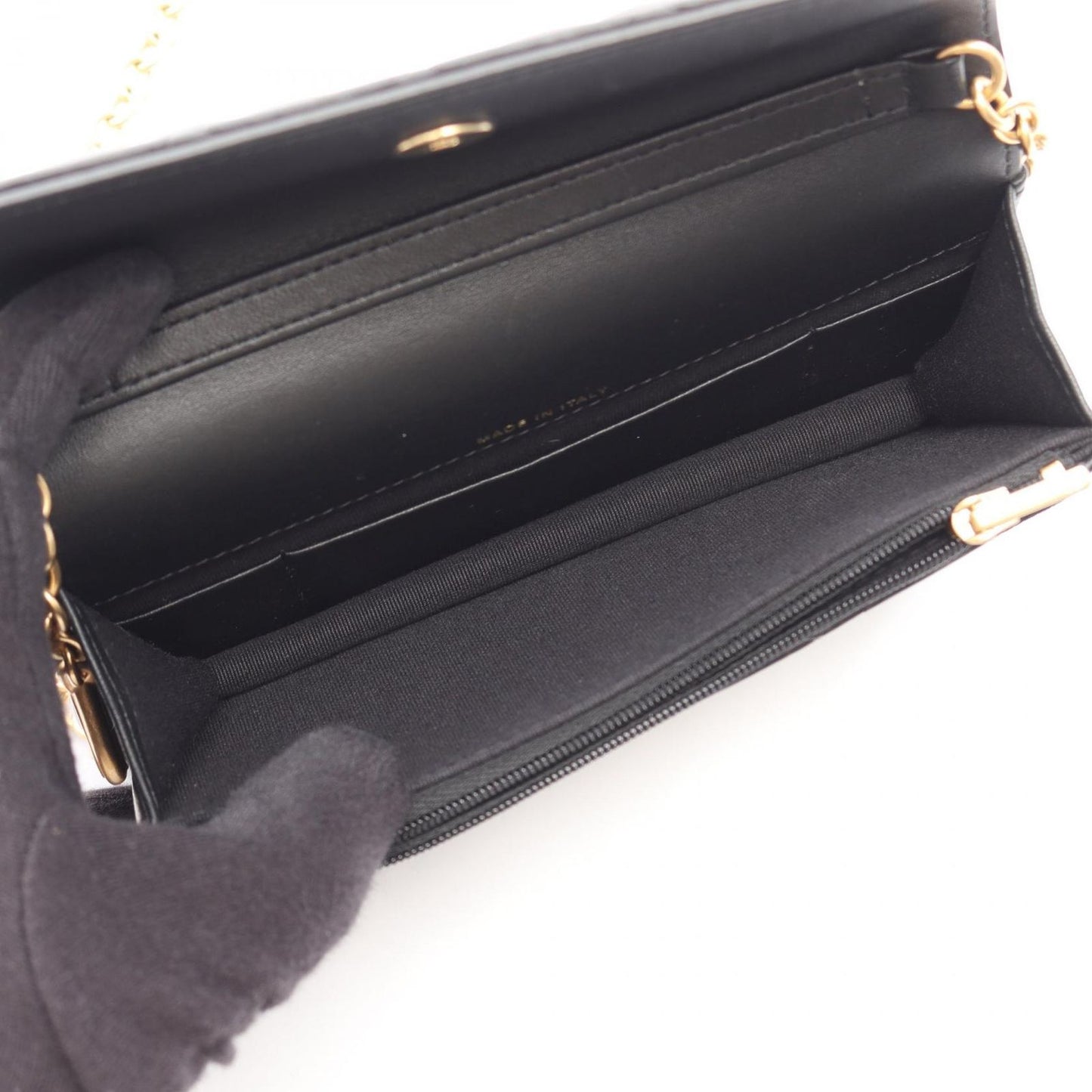 Chanel Shoulder Bag Quilted Black Lambskin Phone Case Chain Wallet — view 3