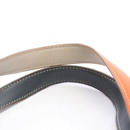 Hermes Tote Bag Double Sens 45 Reversible Orange Khaki Graphite Leather — view 7