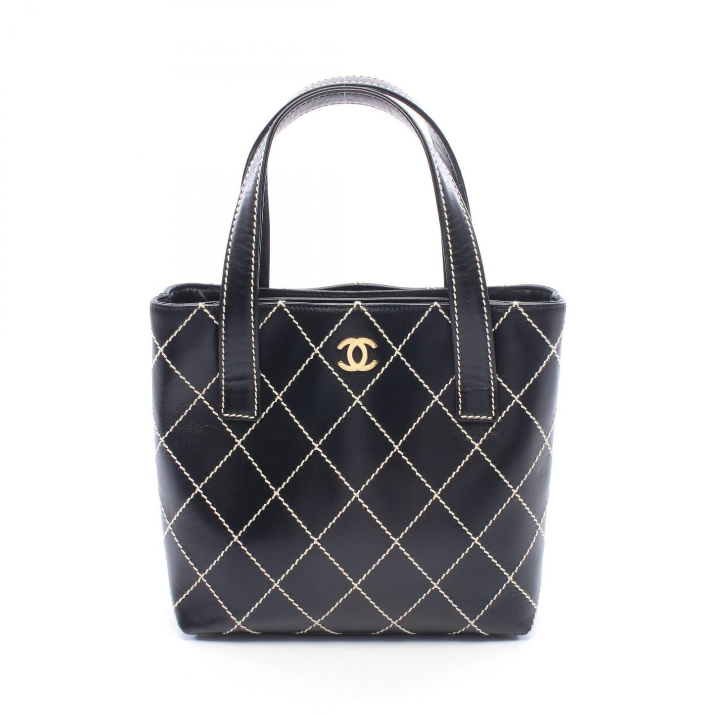 Chanel Tote Bag Wild Stitch Black Leather
