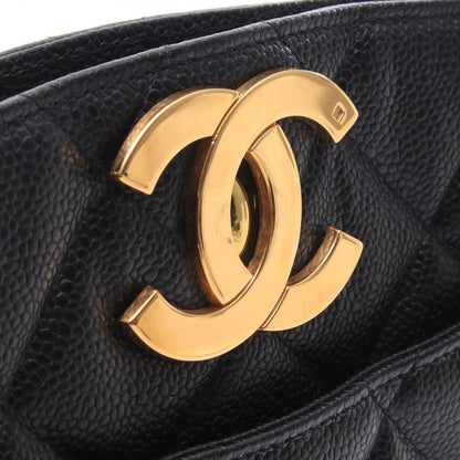Chanel Tote Bag Quilted Black Caviar Leather Chain — view 7