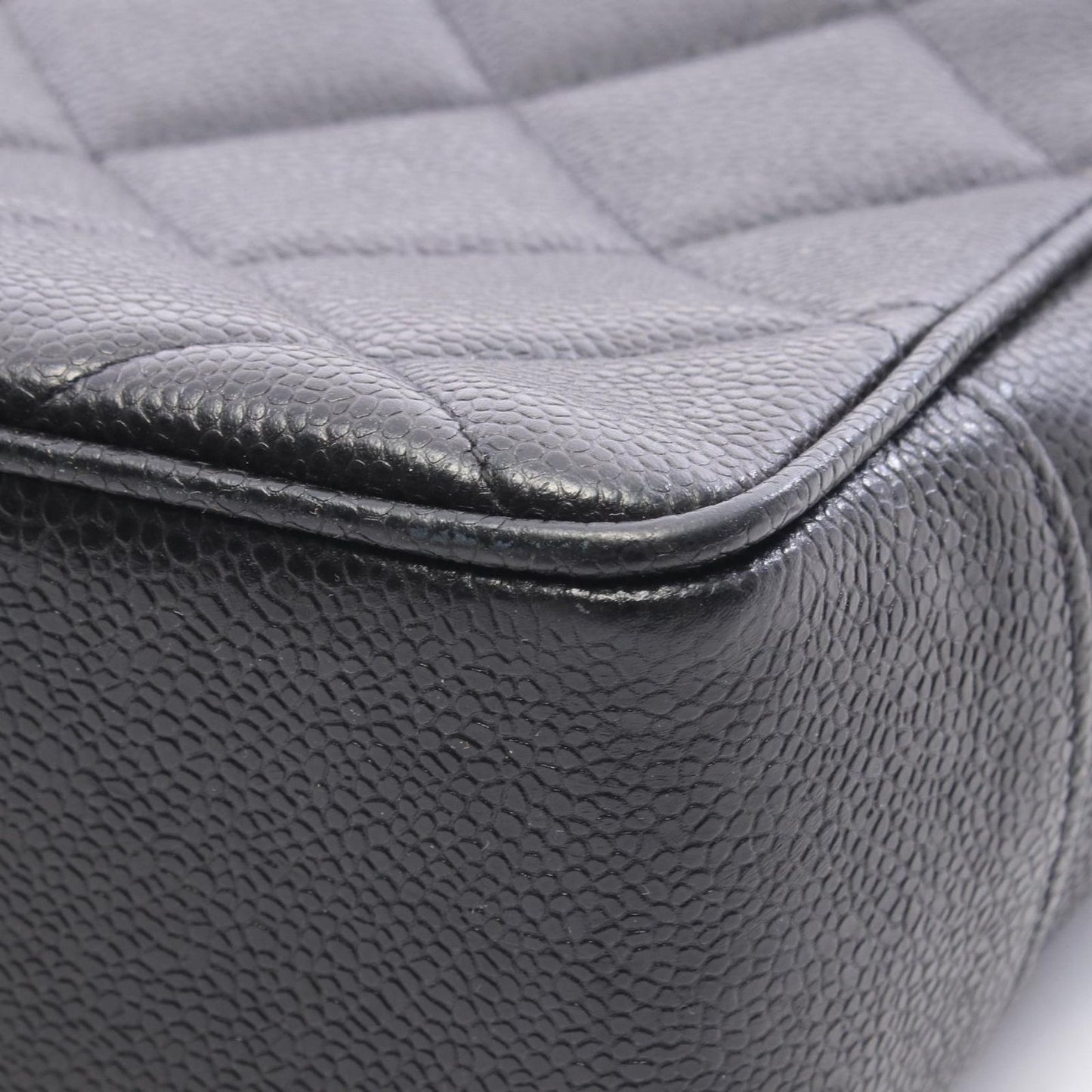 Chanel Tote Bag Quilted Black Caviar Leather Chain — view 6