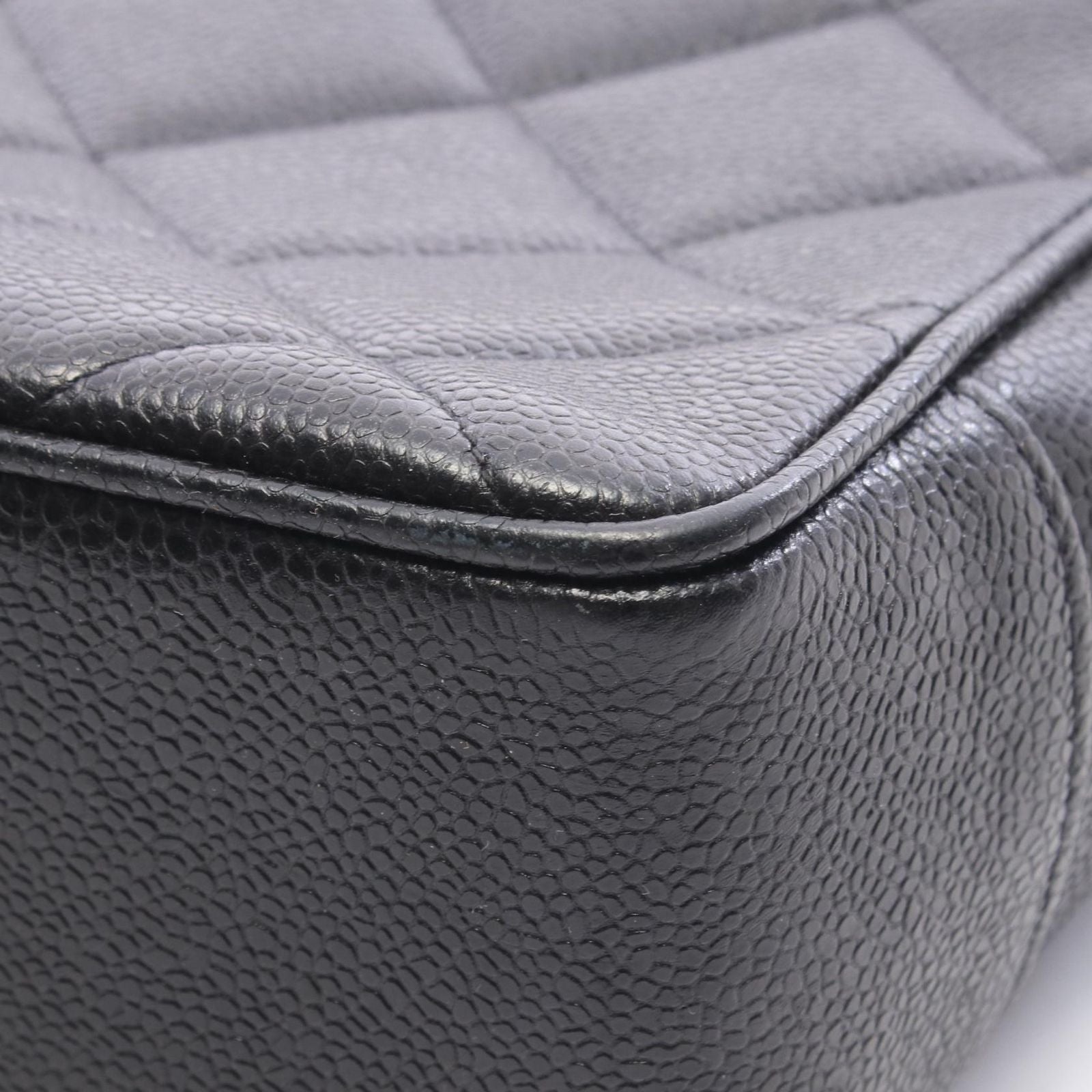 Chanel Tote Bag Quilted Black Caviar Leather Chain — view 6