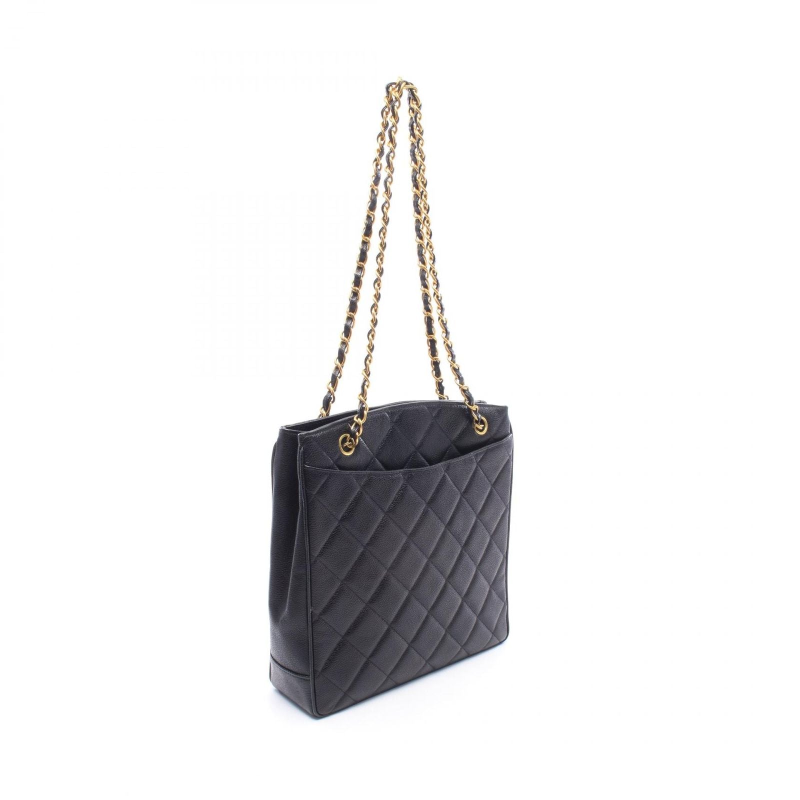 Chanel Tote Bag Quilted Black Caviar Leather Chain — view 2