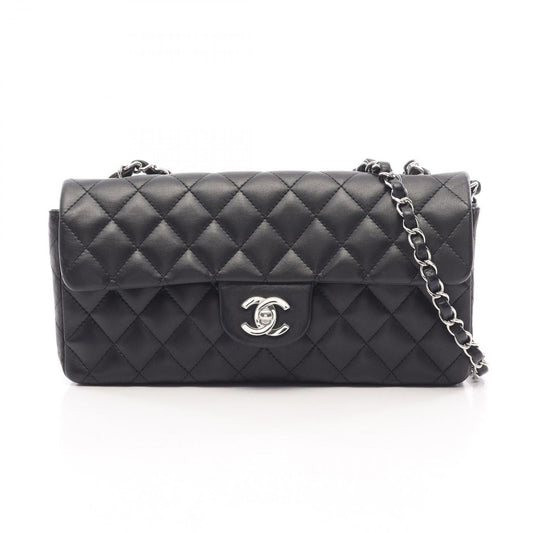 Chanel Shoulder Bag Quilted Black Lambskin East West Chain