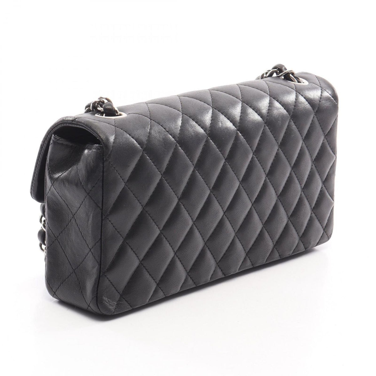 Chanel Shoulder Bag Quilted Black Lambskin East West Chain — view 2