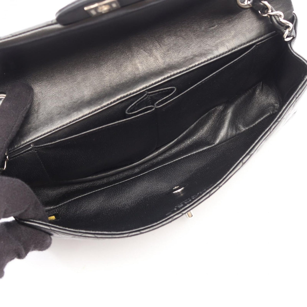 Chanel Shoulder Bag Quilted Black Lambskin East West Chain — view 3