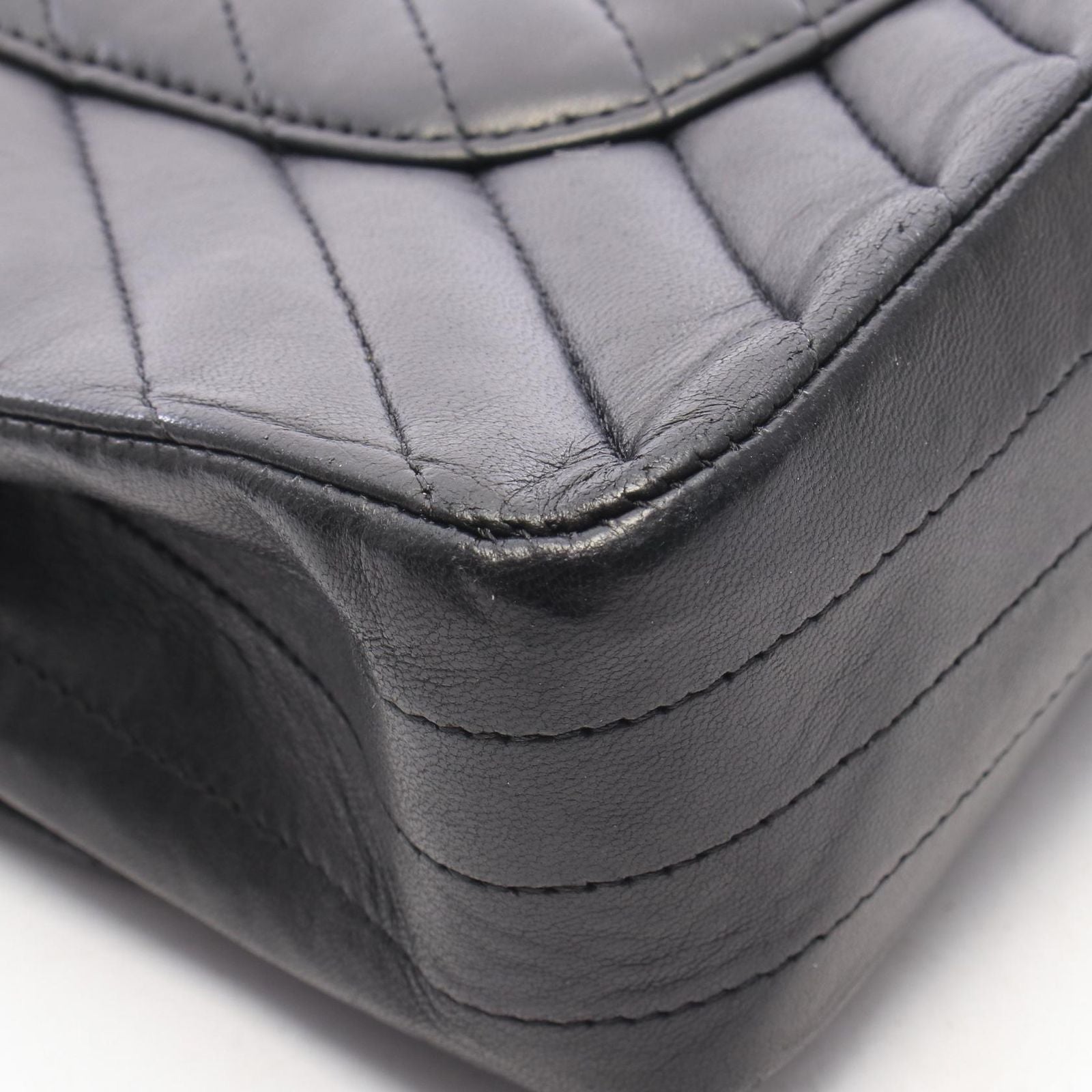 Chanel Shoulder Bag Chevron V-Stitch Double Flap Black Lambskin Chain — view 8