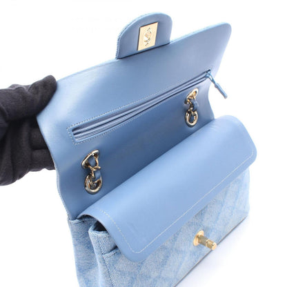 Chanel Shoulder Bag Quilted Double Flap Denim Blue Chain — view 7