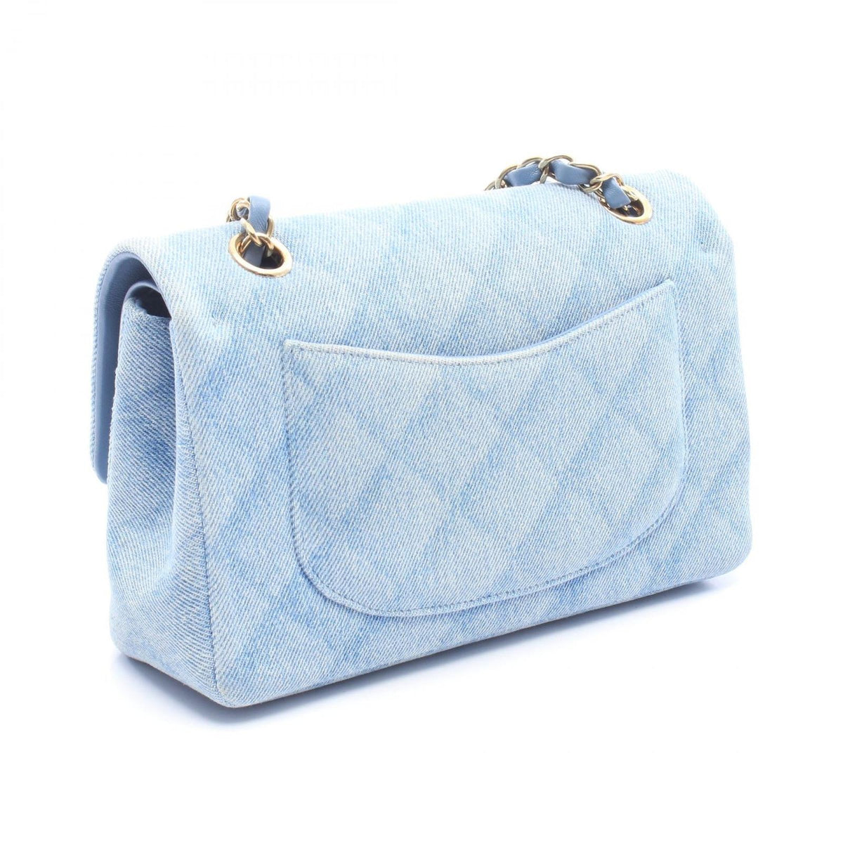Chanel Shoulder Bag Quilted Double Flap Denim Blue Chain — view 2