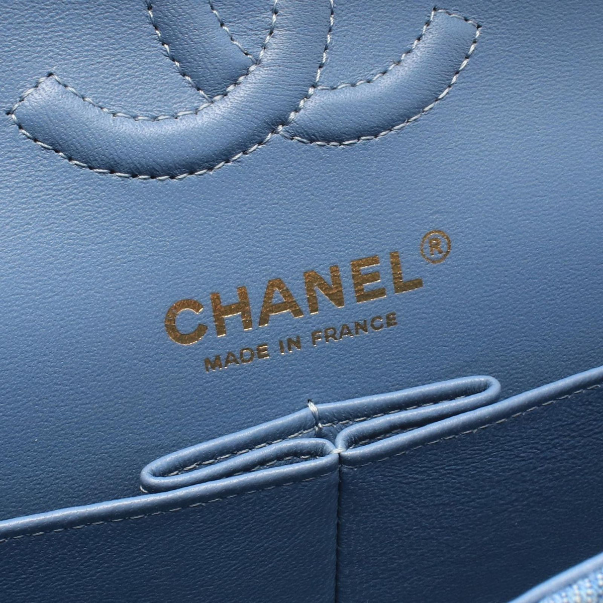 Chanel Shoulder Bag Quilted Double Flap Denim Blue Chain — view 4