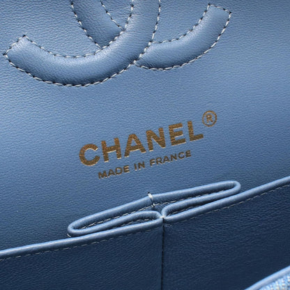 Chanel Shoulder Bag Quilted Double Flap Denim Blue Chain — view 4