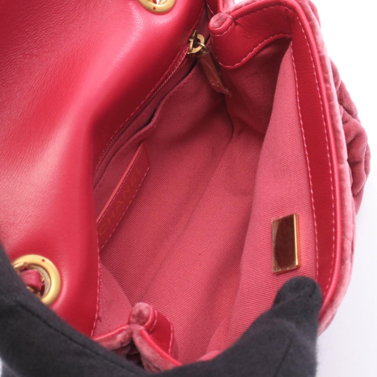 Chanel Shoulder Bag Camellia Mini Pink Purple Fabric Leather Chain — view 3