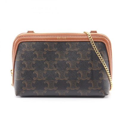 Celine Shoulder Bag Chain Clutch Triomphe Leather