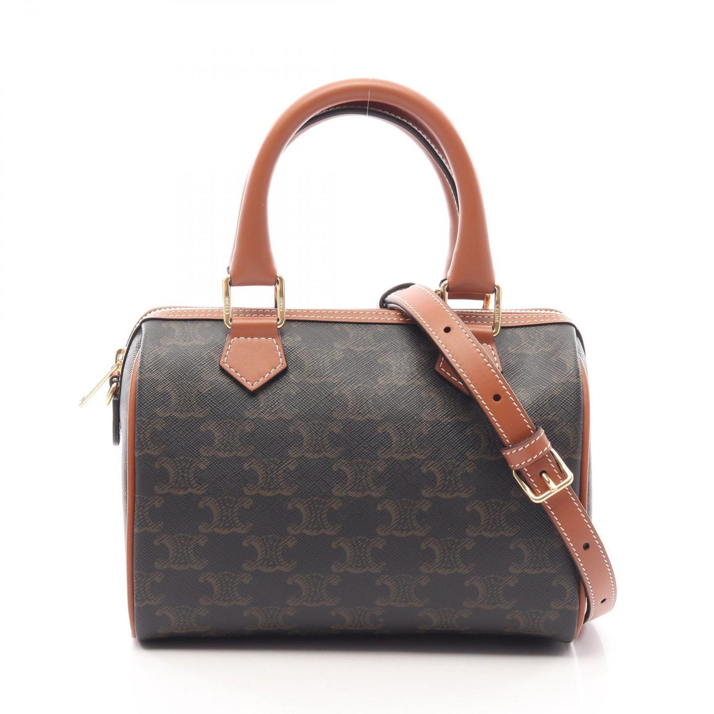 Celine Handbag Small Boston Cuill Triomphe Leather 2-Way Shoulder