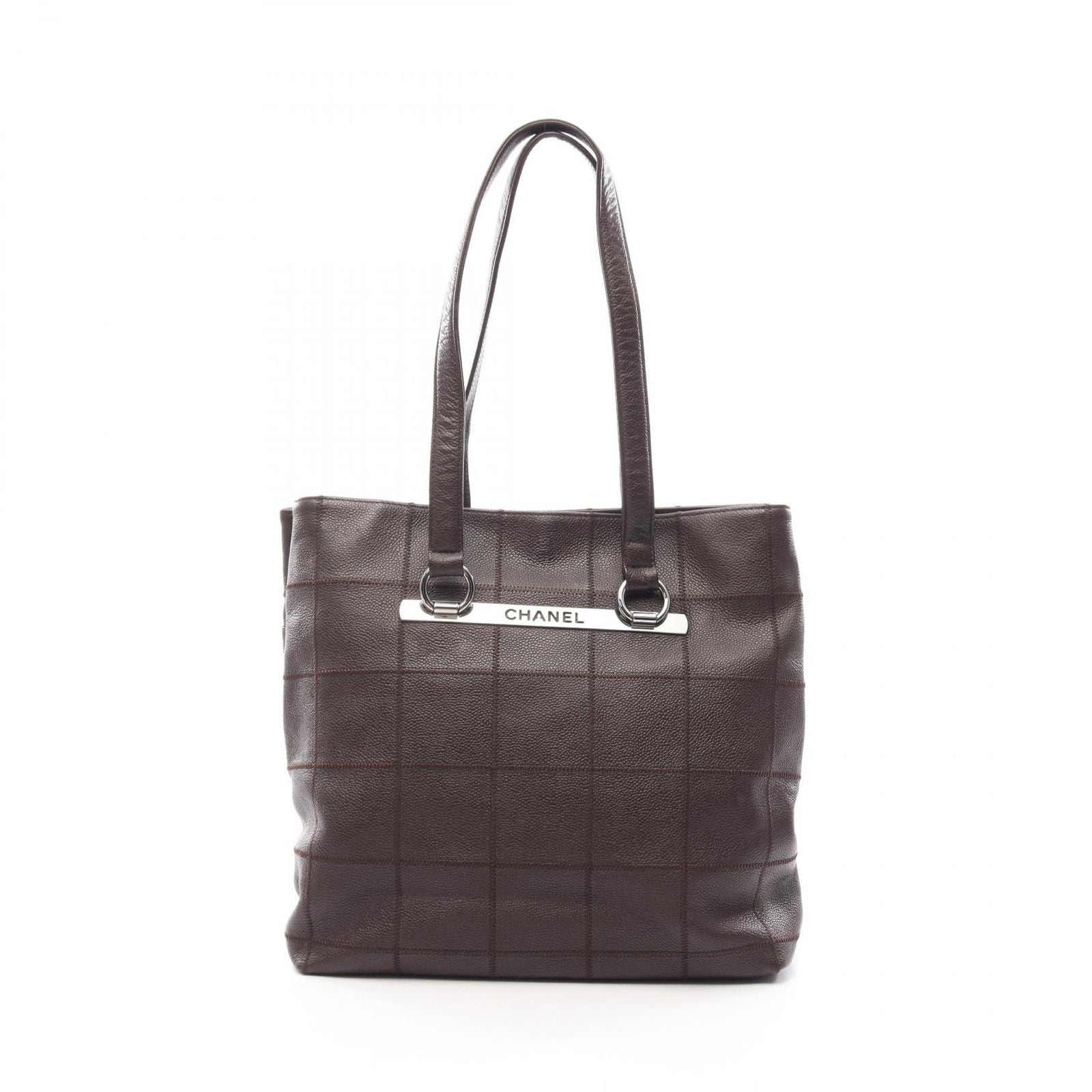 Chanel Tote Bag Choco Bar Dark Brown Caviar Leather