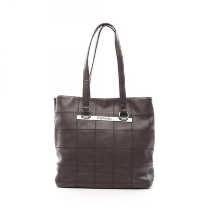 Chanel Tote Bag Choco Bar Dark Brown Caviar Leather