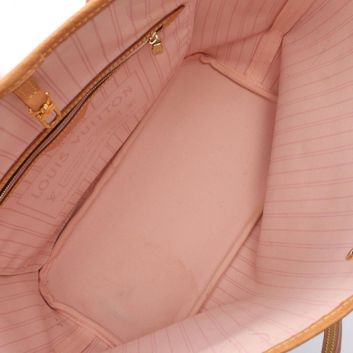 Louis Vuitton Tote Bag Neverfull MM Damier Azur Rose Ballerine Canvas Leather — view 3