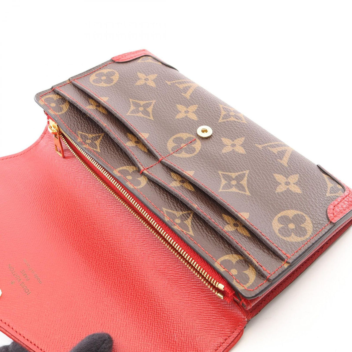 Louis Vuitton Bifold Wallet Portefeuille Sarah Retiro Cerise Leather — view 6
