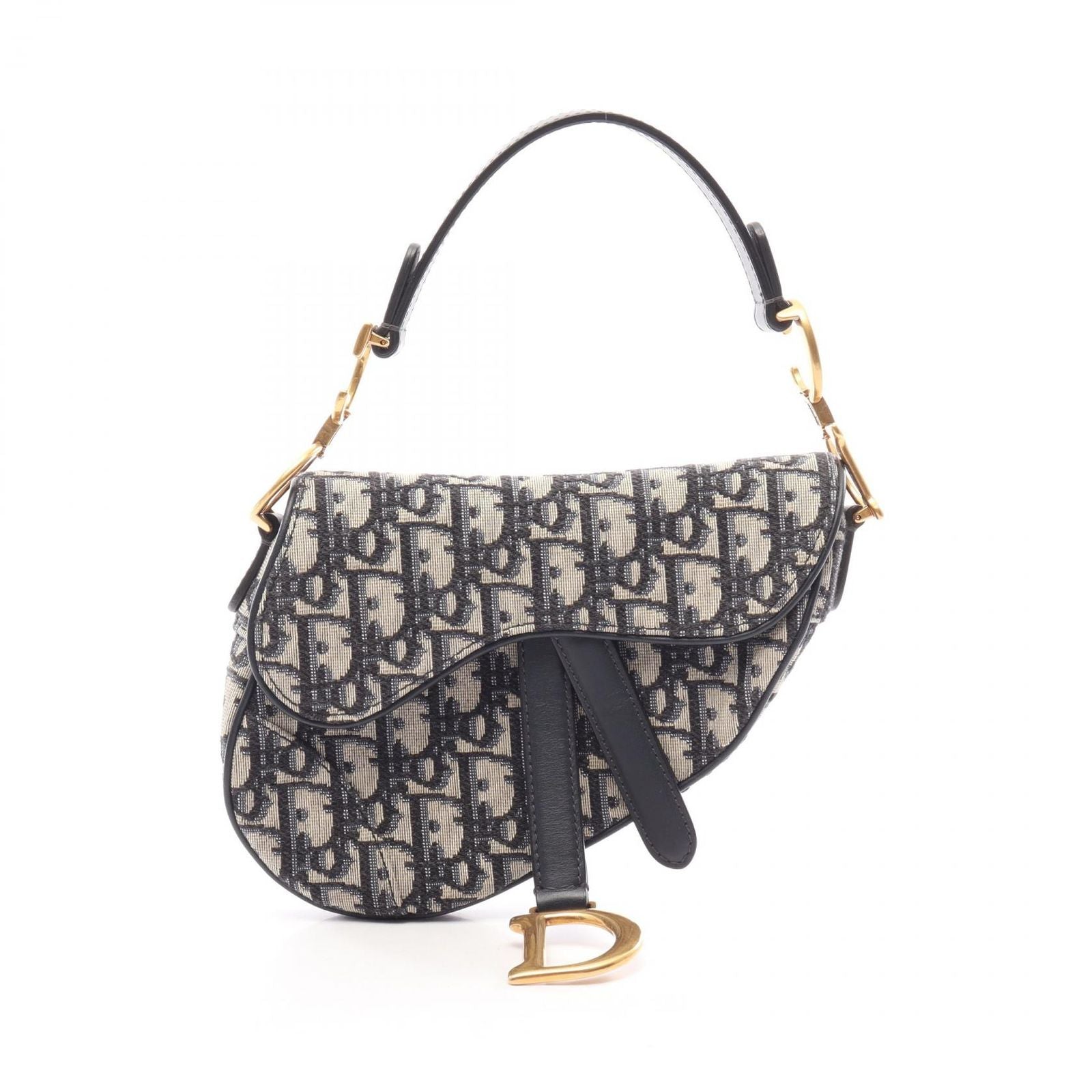 Dior Saddle Bag Mini Oblique Jacquard Ivory Navy Canvas Leather