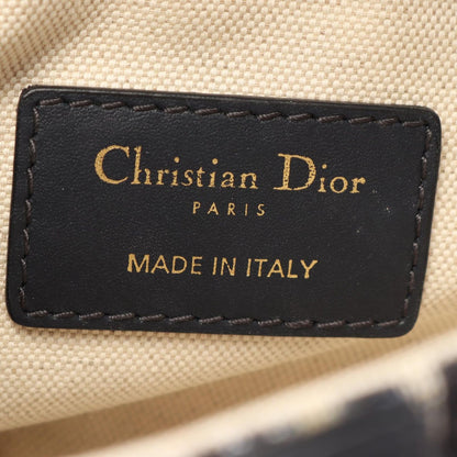 Dior Saddle Bag Mini Oblique Jacquard Ivory Navy Canvas Leather — view 4
