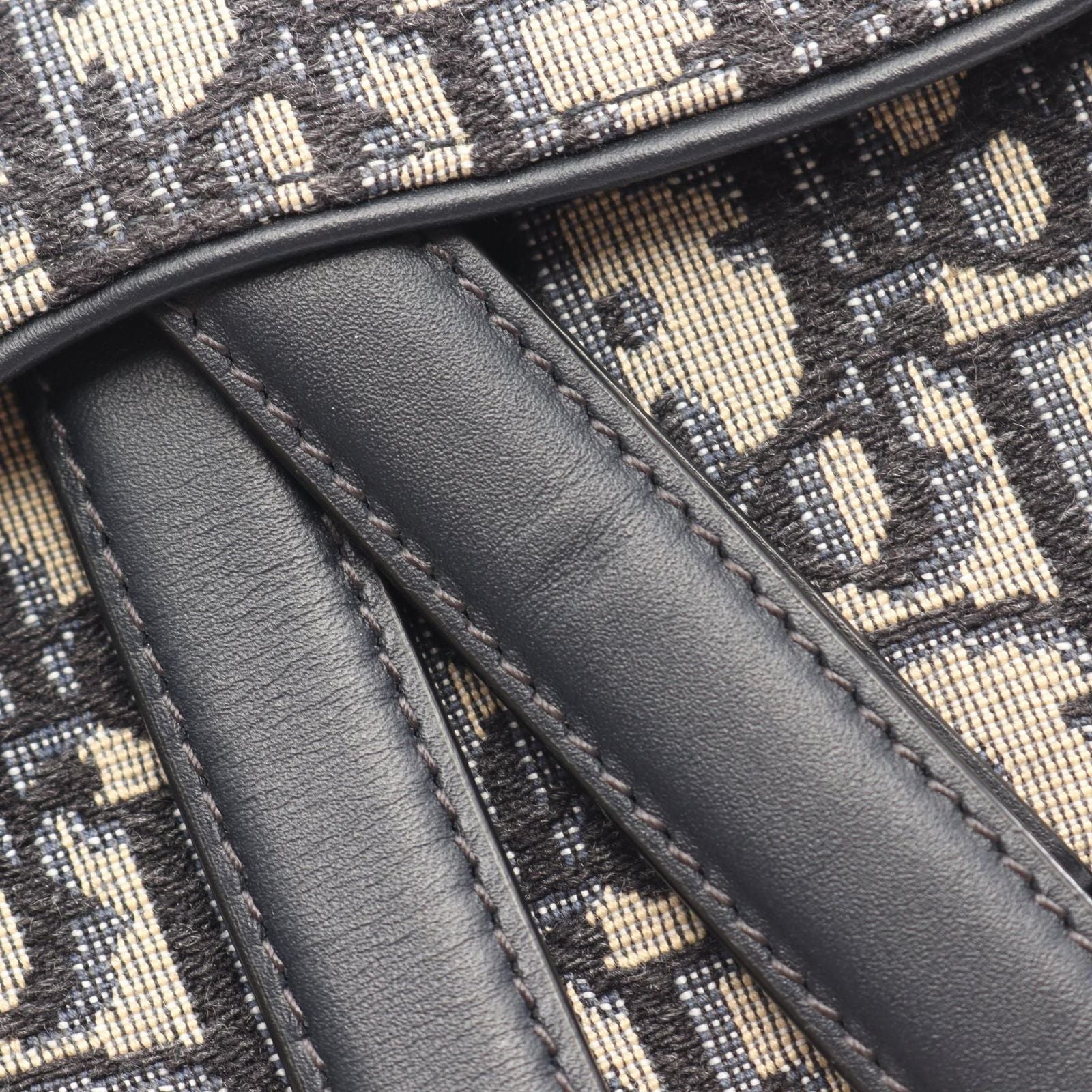 Dior Saddle Bag Mini Oblique Jacquard Ivory Navy Canvas Leather — view 5