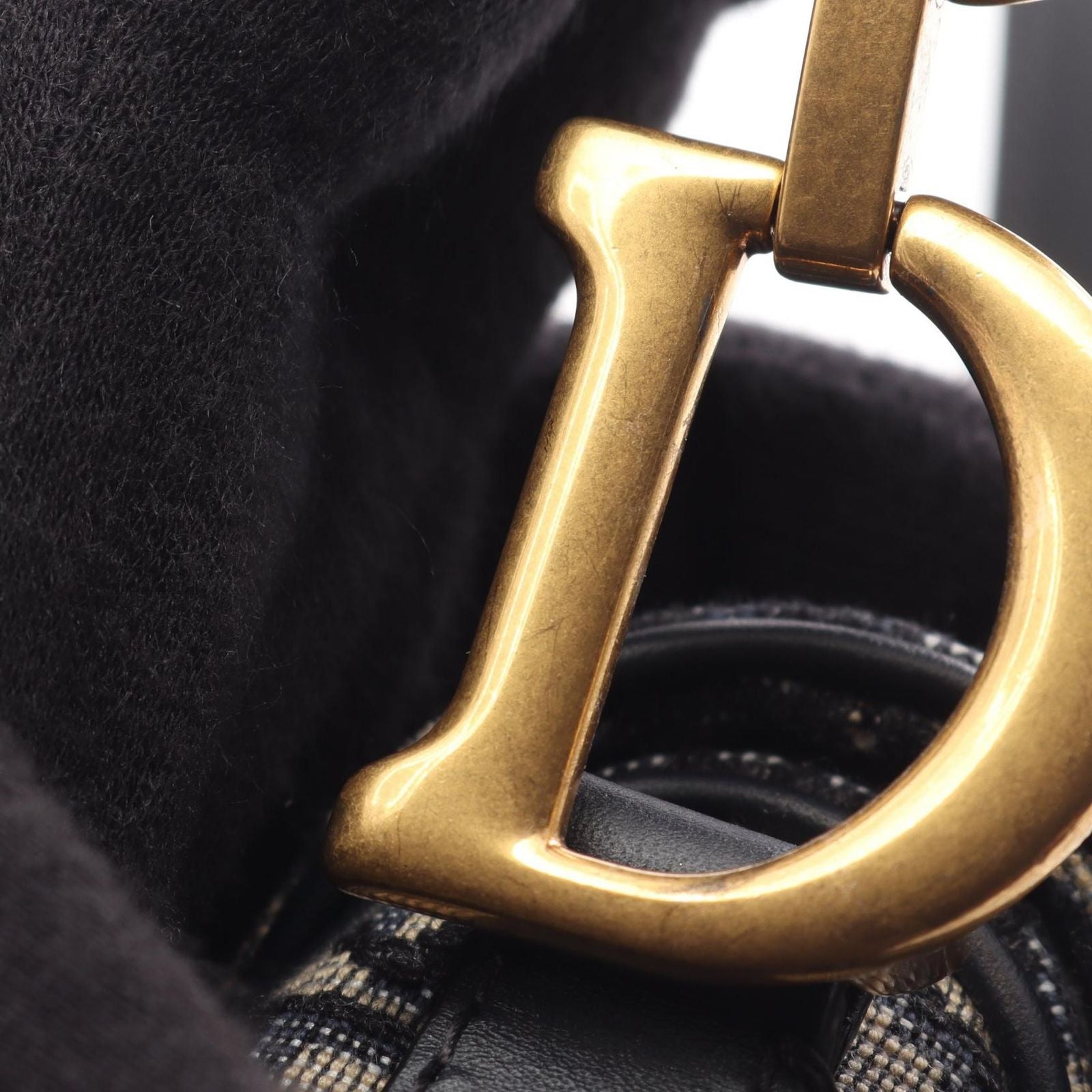 Dior Saddle Bag Mini Oblique Jacquard Ivory Navy Canvas Leather — view 8