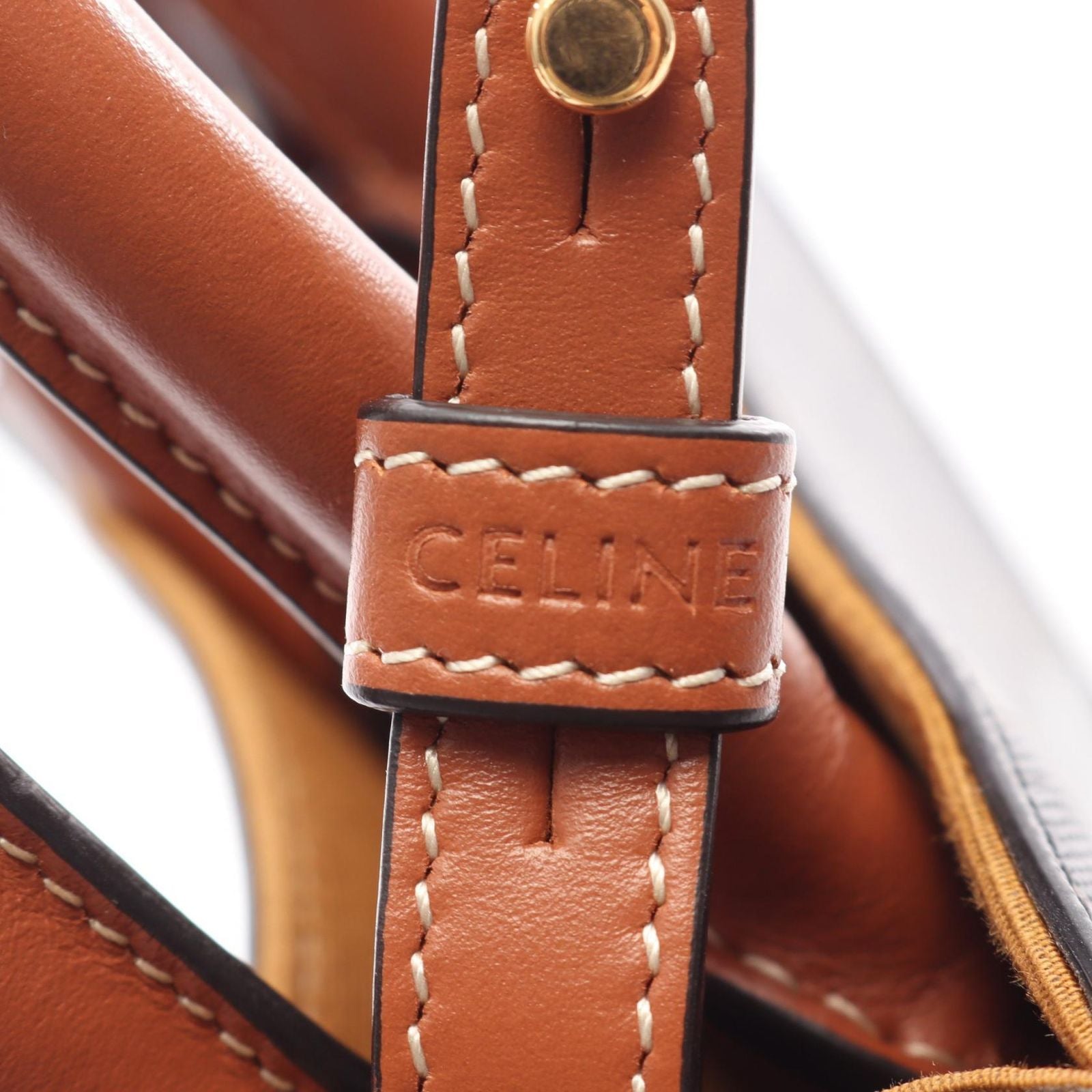 Celine Handbag Mini Vertical Cabas Triomphe 2-Way Brown Black White Canvas — view 4