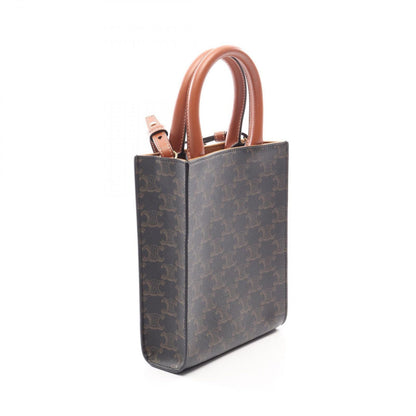 Celine Handbag Mini Vertical Cabas Triomphe 2-Way Brown Black White Canvas — view 2