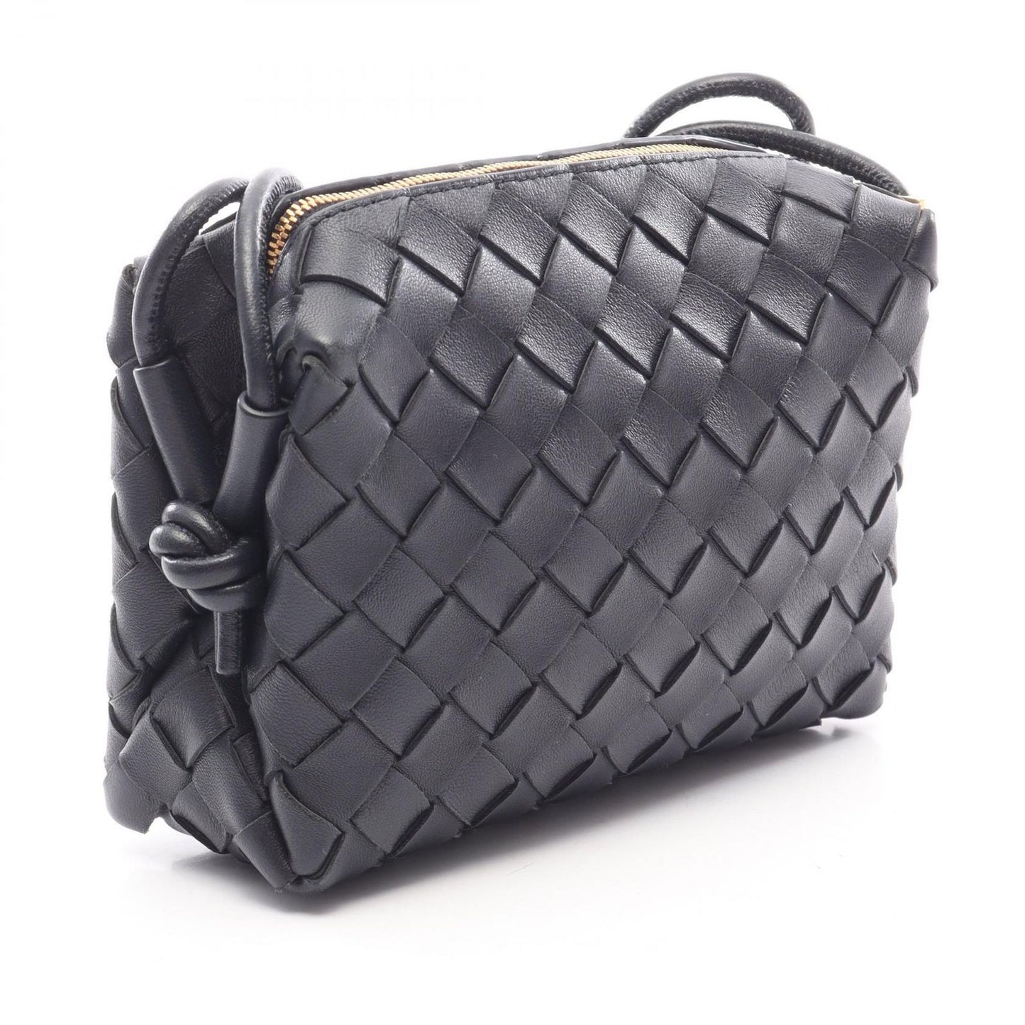 Bottega Veneta Shoulder Bag Loop Intrecciato Navy Leather Mini — view 2
