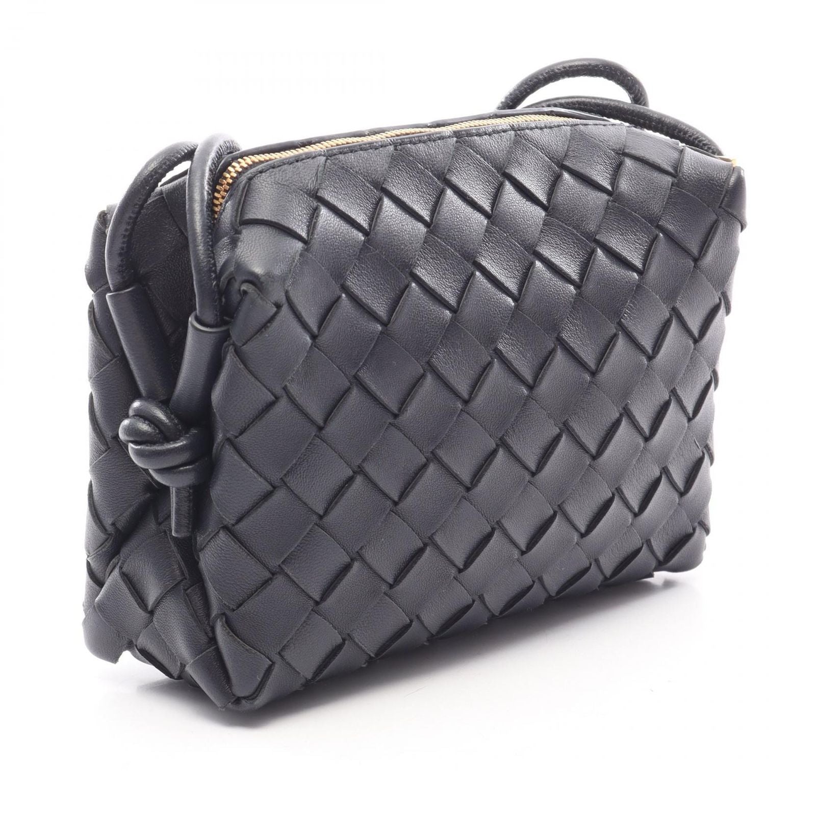 Bottega Veneta Shoulder Bag Loop Intrecciato Navy Leather Mini — view 2