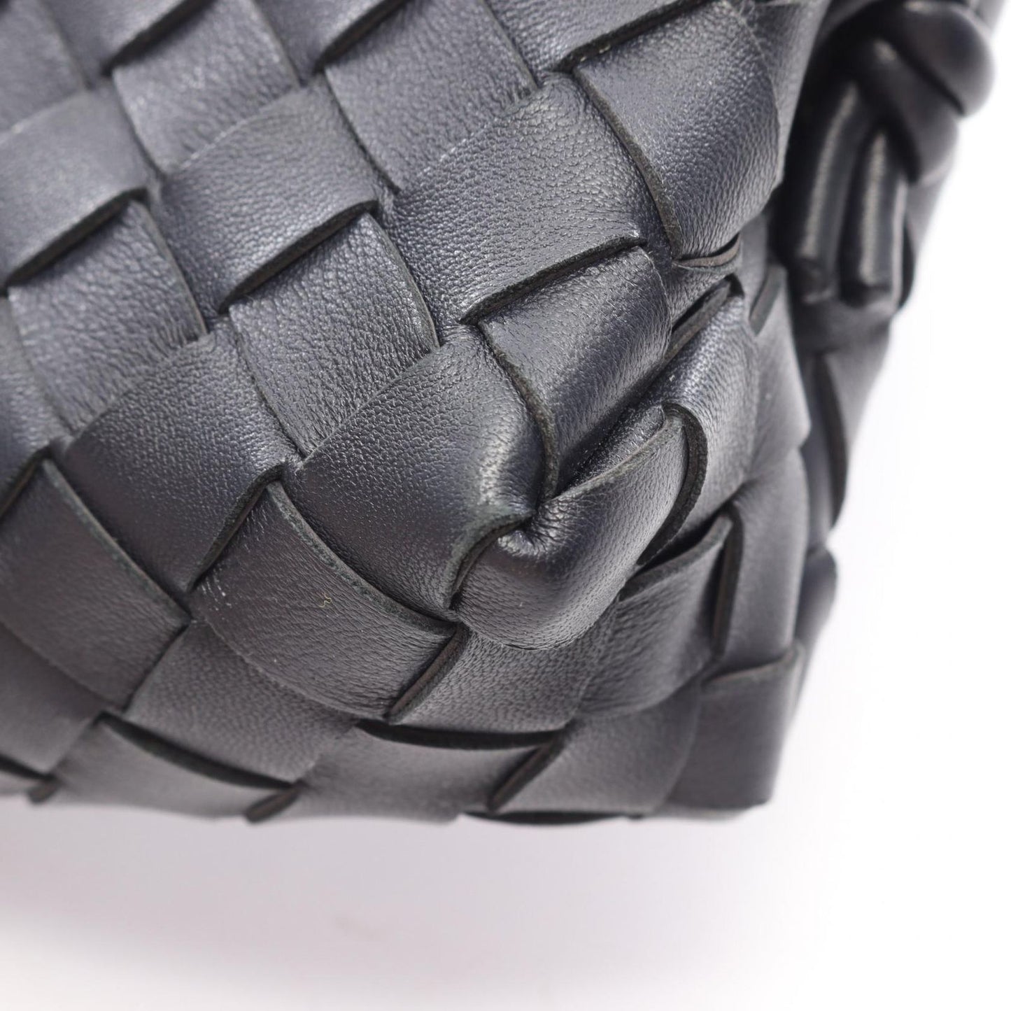 Bottega Veneta Shoulder Bag Loop Intrecciato Navy Leather Mini — view 5