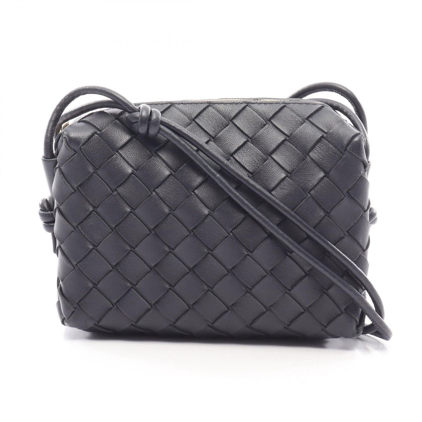 Bottega Veneta Shoulder Bag Loop Intrecciato Navy Leather Mini