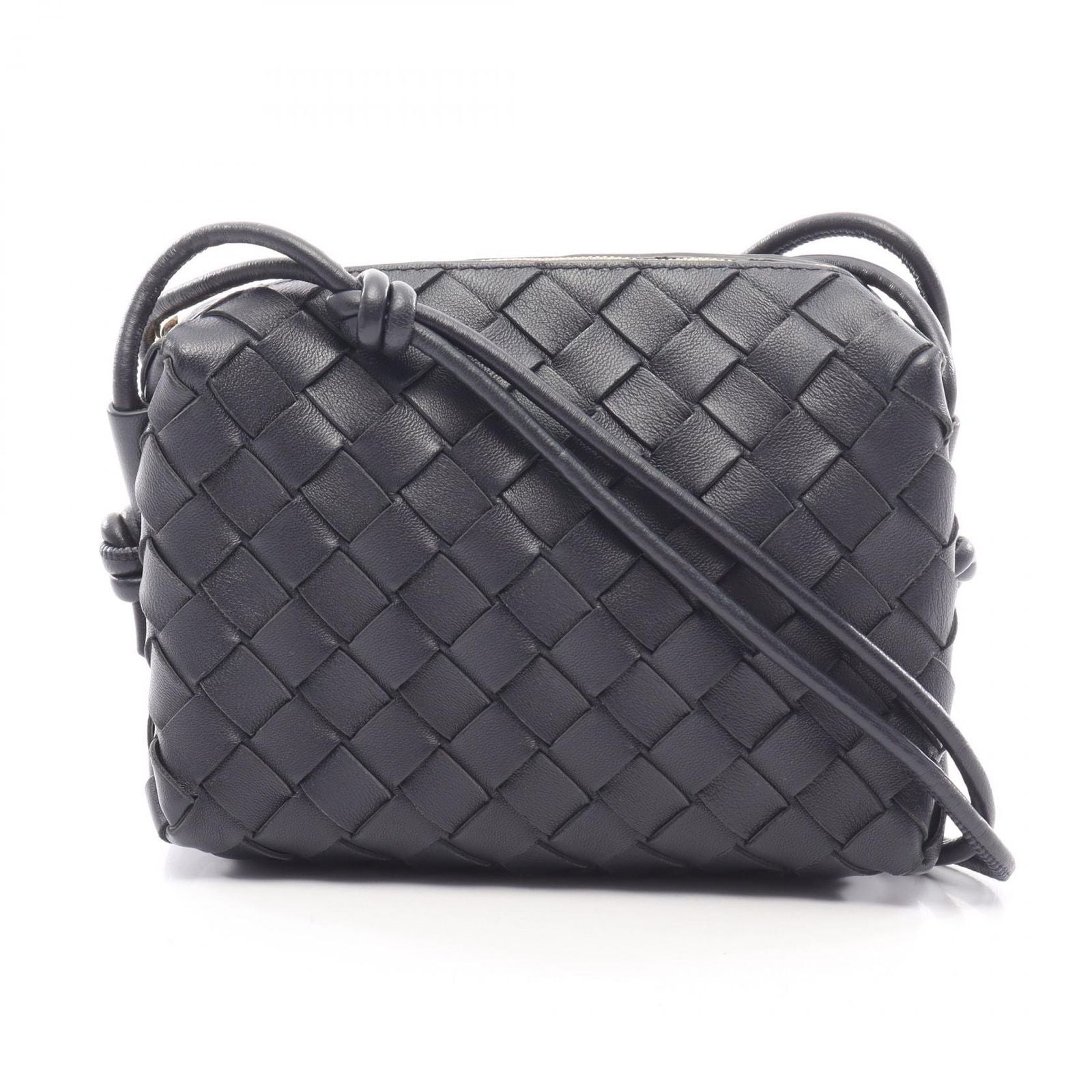 Bottega Veneta Shoulder Bag Loop Intrecciato Navy Leather Mini