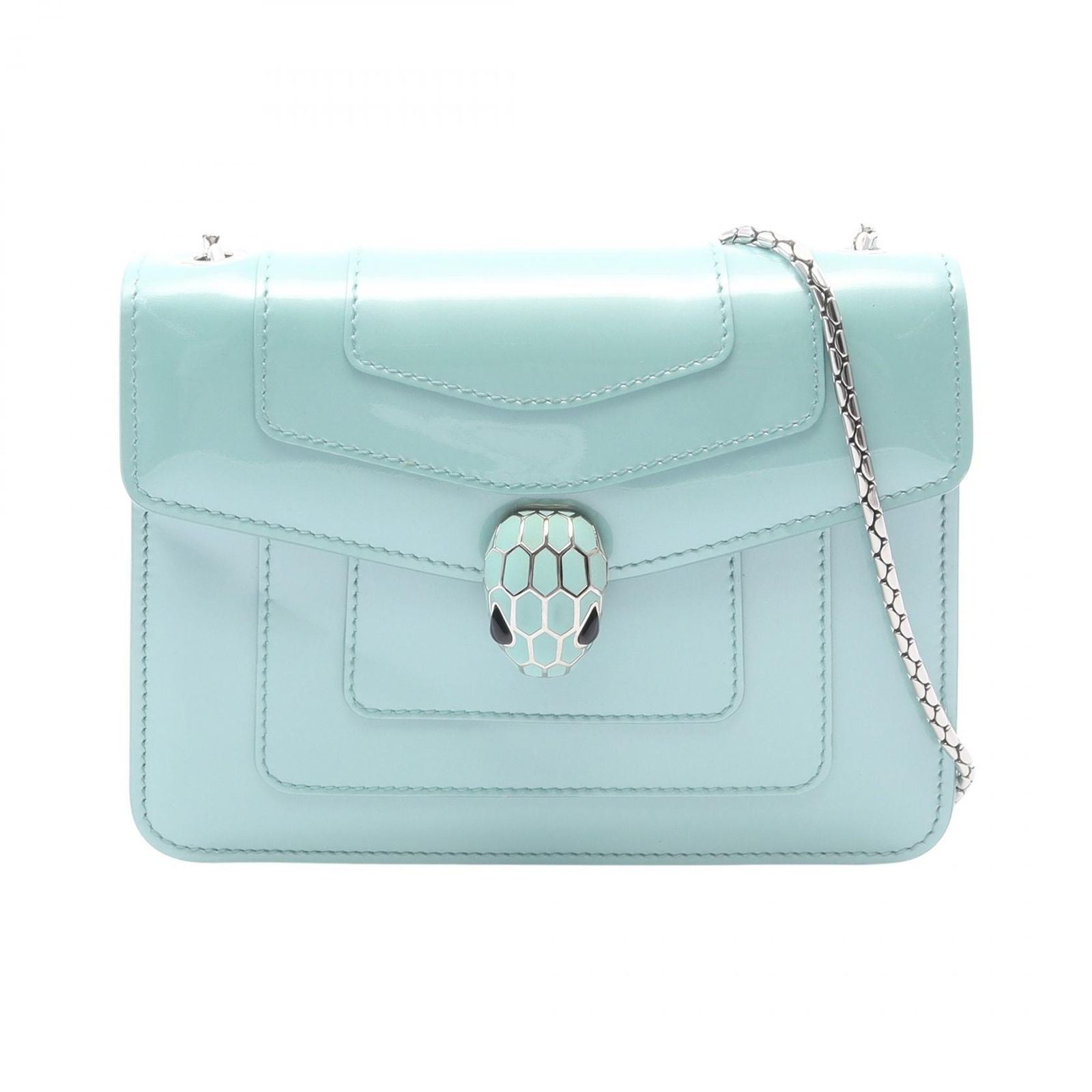 Bvlgari Shoulder Bag Serpenti Forever Mint Green Patent Leather